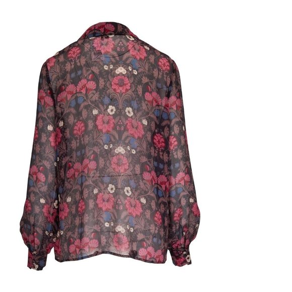 PAIGE Jodelle Floral Print Silk Blouse in Black, XSmall - Picture 2 of 16